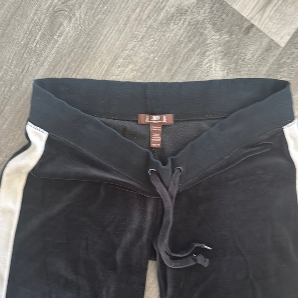 J.Lo Black and White Velour Matching Track Suit with Stripe - Picture 12 of 14